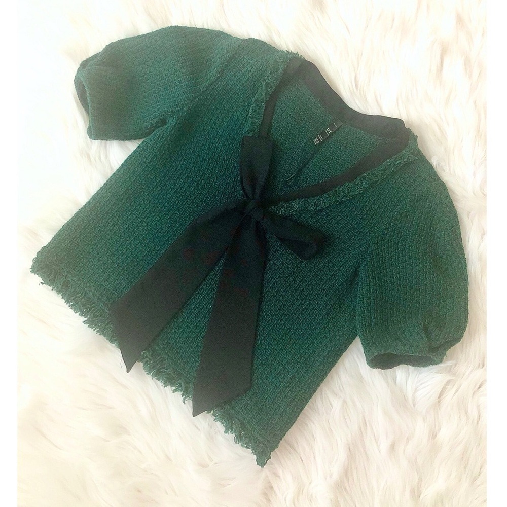 💕SOLD💕.Zara Trafaluc Tweed Crop Blouse
